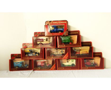 A quantity of Matchbox Models of Yesteryear including a Y-12 1912 model T Ford, a Y-5 1927 Tolbert van advertising Dunlop Tyr