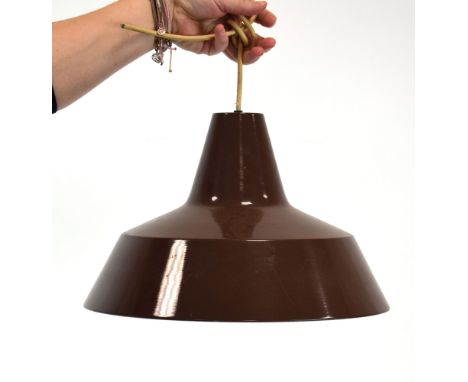 A Danish brown enamelled pendant ceiling light CONDITION REPORT: Working order unknown. Wear in places.
