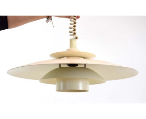 A 1970's Danish white enamelled three tier 'Bless' ceiling light by Design Light A/S CONDITION REPORT: Working order unknown.