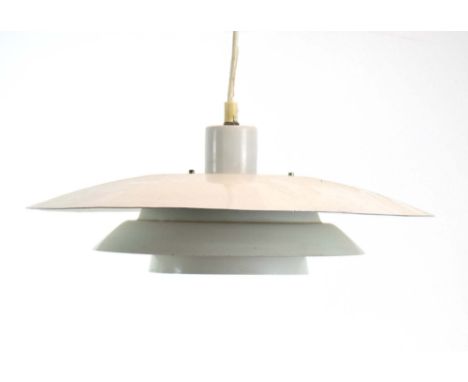 A 1970's Danish white enamelled three-tier ceiling light CONDITION REPORT: Working order unknown. Wear and discolouration in 