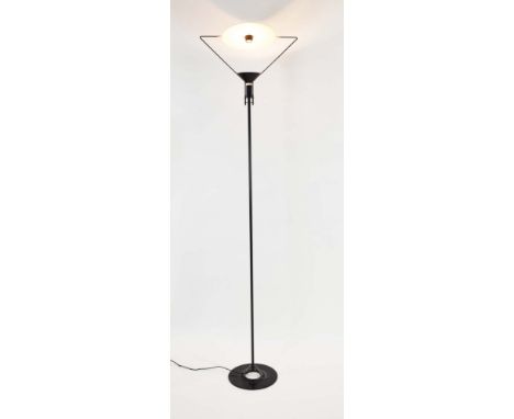 Carlo Forcolini for Artemide, a 'Polifemo' black enamelled floor lamp with an adjustable reflector, designed in 1983