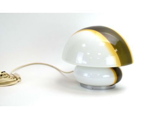 Atributed to Gino Vistosi (1925-1980) for Murano, a hand-blown white opaque glass lamp with yellow highlights, h. 28 cm