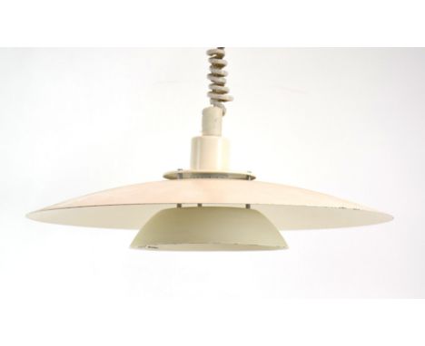 A 1970's Danish 'Micha' Type 41 white enamelled ceiling light by Design Light A/S CONDITION REPORT: Working order unknown. We