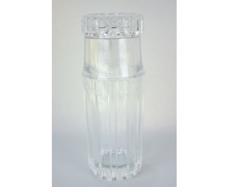 A Tiffany & Co cut glass water decanter with drinking tumbler lid, marked on base