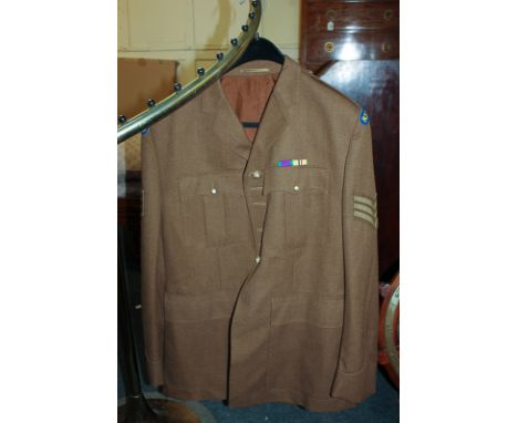 An army No 2 dress jacket (Footguards) with Scots Guards and Sergeant badges, 188 (H) / 120 (C) / 104 (W) with medal ribbon