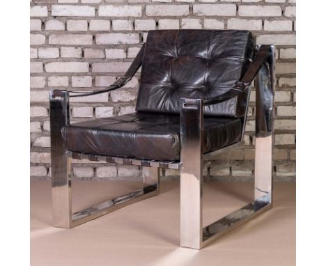 Martini Strap Armchair Nut Leather The Polished Steel Frame And Buckles On This Armchair Will Provide The Same Effect In A Ro