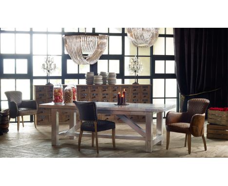 Boston Dining Table The Distressed Aero Aluminium Top Gives A Modern Twist To This Classic Dining Table, Combining A Solid Ar