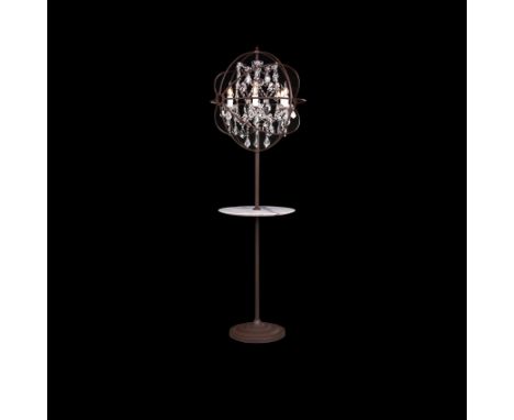 Gyro Crystal Floor Lamp With Tray (UK) Antique Rust The Gyro Crystal Lighting Collection Is Inspired By Nineteenth Century Ex