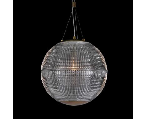 Globe Pendant (UK) Matt Brass &amp; Clear 50cm Inspired By A Vintage 1950s Holophane Streetlight From Tim’s Personal Collecti