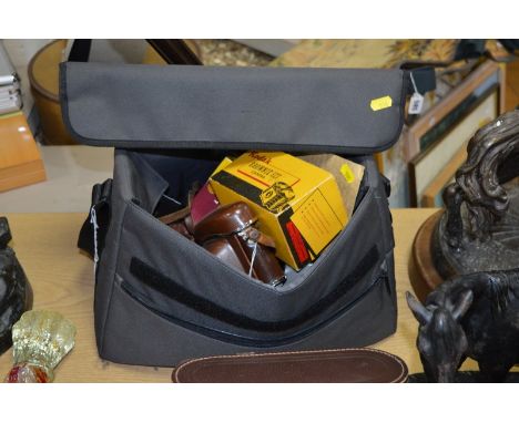 A SELECTION OF VINTAGE KODAK CAMERAS, with a variety of accessories and a camera bag, a Kodak Retina IIc is included in this 