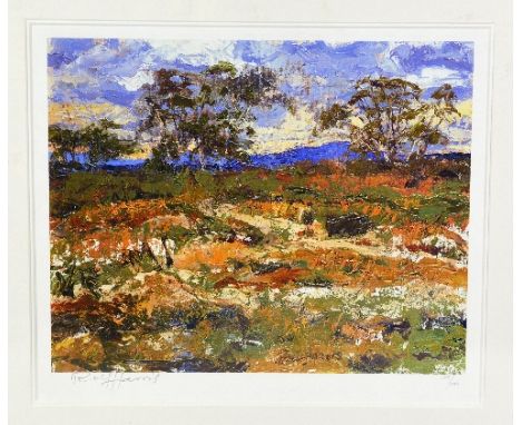 AFTER ROLF HARRIS, 'BLUE HILLS', a limited edition print, 282/695, signed and numbered in pencil, unframed, with certificate,