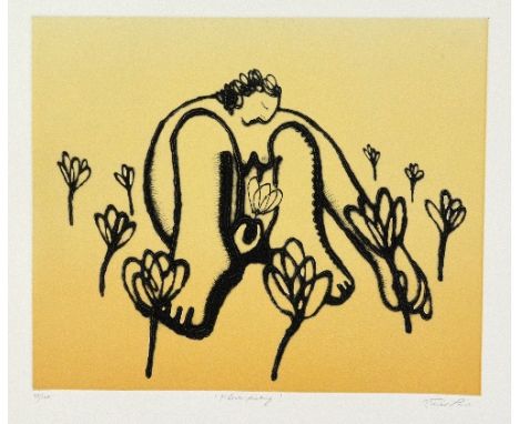 AFTER TREVOR PRICE, 'FLOWER PICKING', a limited edition print, 59/100, signed titled and dated in pencil, unframed and unmoun