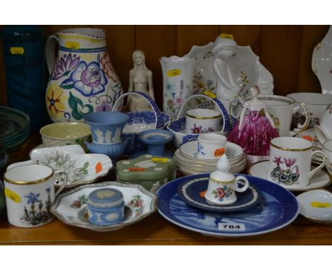 A COLLECTION OF MODERN CERAMICS, including Royal Worcester, Wedgwood, Coalport, Belleek, Spode, etc and a Swarovski hedgehog