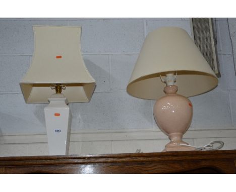 FOUR VARIOUS CERAMIC TABLE LAMPS, with shades