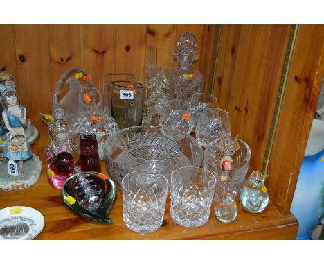 A COLLECTION OF GLASSWARE, including Christmas decorations, drinking glasses, etc