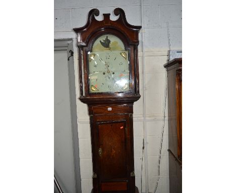 A GEORGE III OAK, MAHOGANY AND INLAID LONGCASE CLOCK, 8 day movement, signed J R Chambly Wolverhampton, Arabic numerals, seco