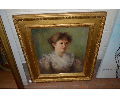 F. NORMAN (BRITISH LATE 19TH/20TH CENTURY), Head and shoulders portrait of a young lady, her hair tied up, wearing white fril