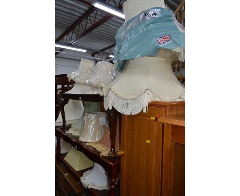THIRTEEN LAMP SHADES and a bag of smaller wall light shades (all monies raised for charity)