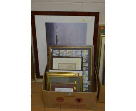 AFTER TIM THOMPSON, THE AMERICA'S CUP, a signed colour print, together with a framed set of fifty Players cigarette cards, 19