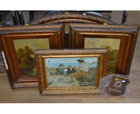 LATE VICTORIAN BRITISH SCHOOL, a pair of river landscapes, oil on canvas, unsigned, 34.5cm x 24cm, gilt frames, together with