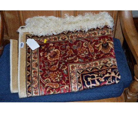 KESHAM STYLE CARPET, red, blue and beige ground, approximate size 276cm x 182cm