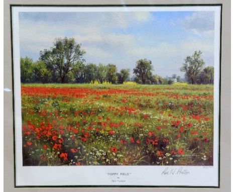AFTER REX PRESTON, 'POPPY FIELD', a limited edition print 265/500, signed and numbered in pencil, unframed, 27cm x 24cm