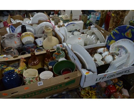 FOUR BOXES OF ASSORTED CERAMICS AND GLASSWARE, including Sutherland tea wares, etc