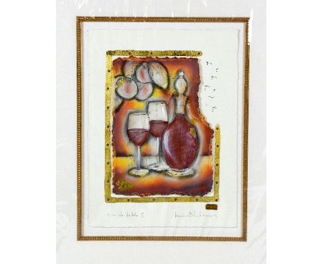 AFTER KEVIN BLACKHAM, 'VIN DE TABLE II', a hand embellished print, signed and titled in pencil, unframed, 40cm x 31cm