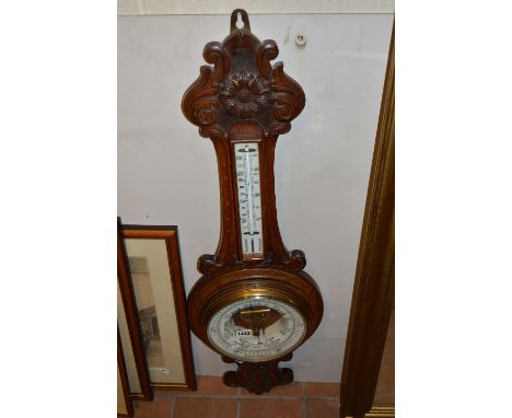 AN OAK CASED BANJO BAROMETER