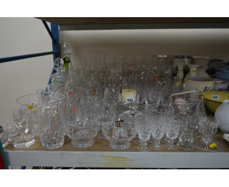 A QUANTITY OF GLASSWARE, including Thomas Webb, Stuart and Dartington, drinking glasses, vases, bowls, etc