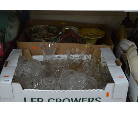 TWO BOXES OF CERAMICS AND GLASSWARE, including jugs, vases and bowls (2 boxes)