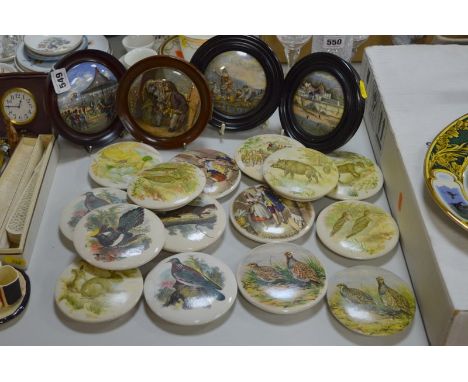 FOUR FRAMED PRATTWARE POT LIDS, together with fifteen other pot lids (19)