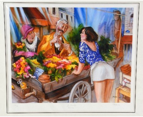 AFTER MATTIN-LAURENT PARTARREU, 'THE FLORIST', a limited edition print 44/95, signed, titled and numbered in pencil, with cer