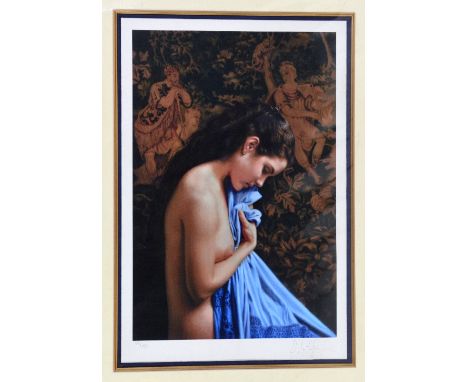 AFTER DOUGLAS HOFFMAN, 'BLUE SHAWL', a limited edition print 57/295, signed and numbered in pencil, with certificate 45cm x 3