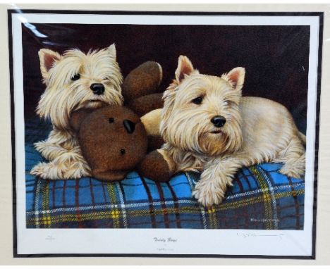 AFTER NIGEL HEMMING, 'TEDDY BOYS', a limited edition print 90/495, signed in pencil, with certificate, unframed, 44cm x 36cm