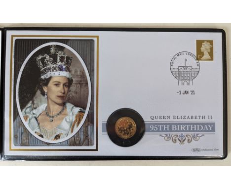 A Harrington & Byrne 2021, Queen Elizabeth II 95th Birthday, 22-Carat Gold Proof Coin Cover, with COA, edition of 99