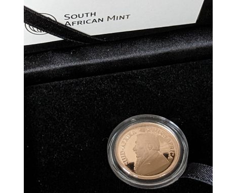 A South African Mint 2022 cased 1/4 Gold Proof Krugerrand, 8.482g, with COA