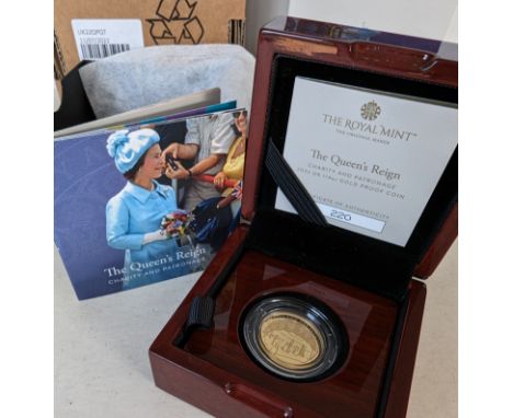 The Royal Mint The Queen's Reign, Charity and Patronage, 2022 UK 1/4 oz Gold Proof Coin, with COA and original packaging