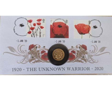 A Harrington & Byrne 2020, Centenary of the Unknown Warrior, Gold Proof Sovereign Coin Cover, with COA, edition of 99