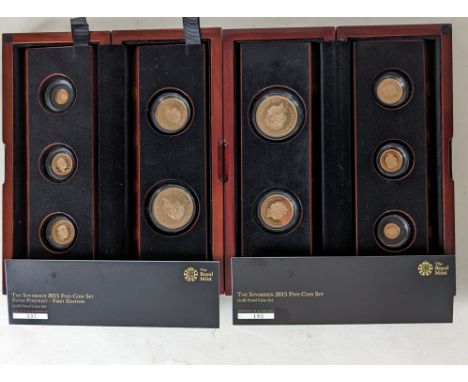 The Royal Mint 2015 Five Coin Gold Proof Sovereign Coin Set, Fifth Portrait, First Edition, Limited Edition 337/500, 916.7, 6