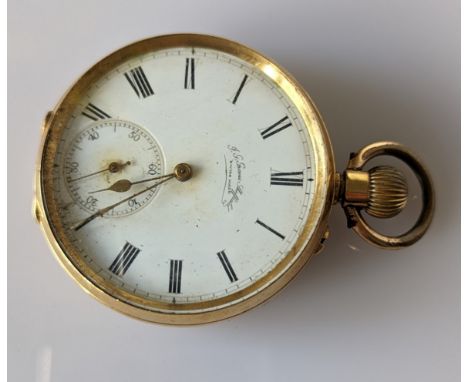 An Edwardian Swiss gold-cased pocket watch with Roman numerals, subsidiary seconds hand, dial 40mm, retailed by Graves, Sheff