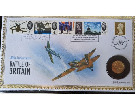 A Harrington & Byrne 2020 80th Anniversary of the Battle of Britain, Gold Proof £1 Coin Cover, with COA