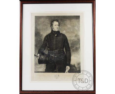 Say after John Jackson, 19th century engraving, Portrait of Sir Watkin Williams Wynn, Published Edward Parry 1840, 53cm x 40c