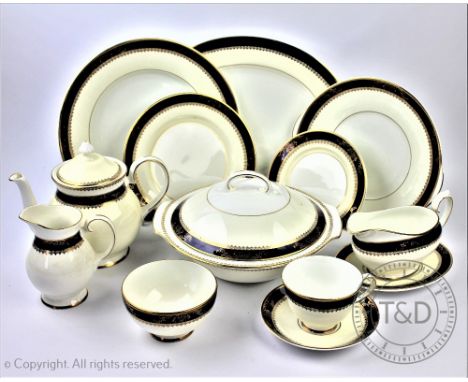 A Royal Grafton Viceroy pattern tea and dinner service comprising; six teacups and saucers, six cake plates, six dinner plate