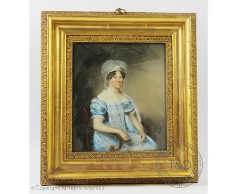 English School - early 19th century, Pastel on paper, Portrait believed to be Clare Johnson - 7th child of Rev Croxton Johnso