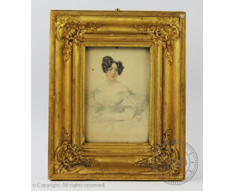 English School - early 19th century, Pencil and watercolour, Portrait of Robert George Johnson, born Chester, 5th April 1825,