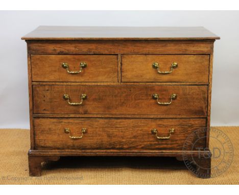 A 19th century and later oak chest, with two short and two long drawers, on bracket feet, 75cm H x 98cm W x 51cm D