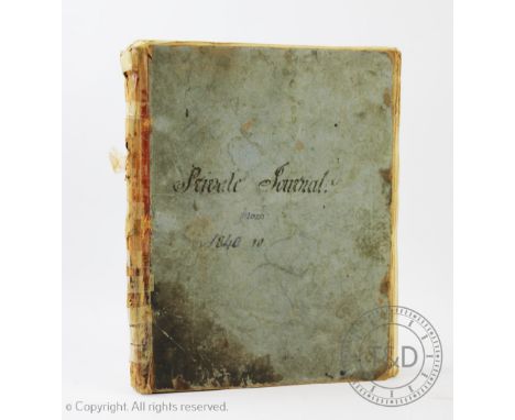 A fascinating personal hand written journal of Cadet A W Watson of the ship Lord Lowther, titled 'Journal of A.W. Watson Cade