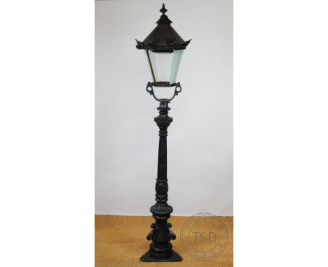 A Victorian style cast iron and metal garden lamp, of short proportions, 190cm H CONDITION REPORT: Lighting lots are sold as 