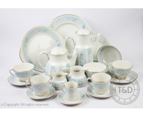 A Royal Doulton Hampton Court pattern seventy eight piece part tea and coffee service with dinner and side plates (78)